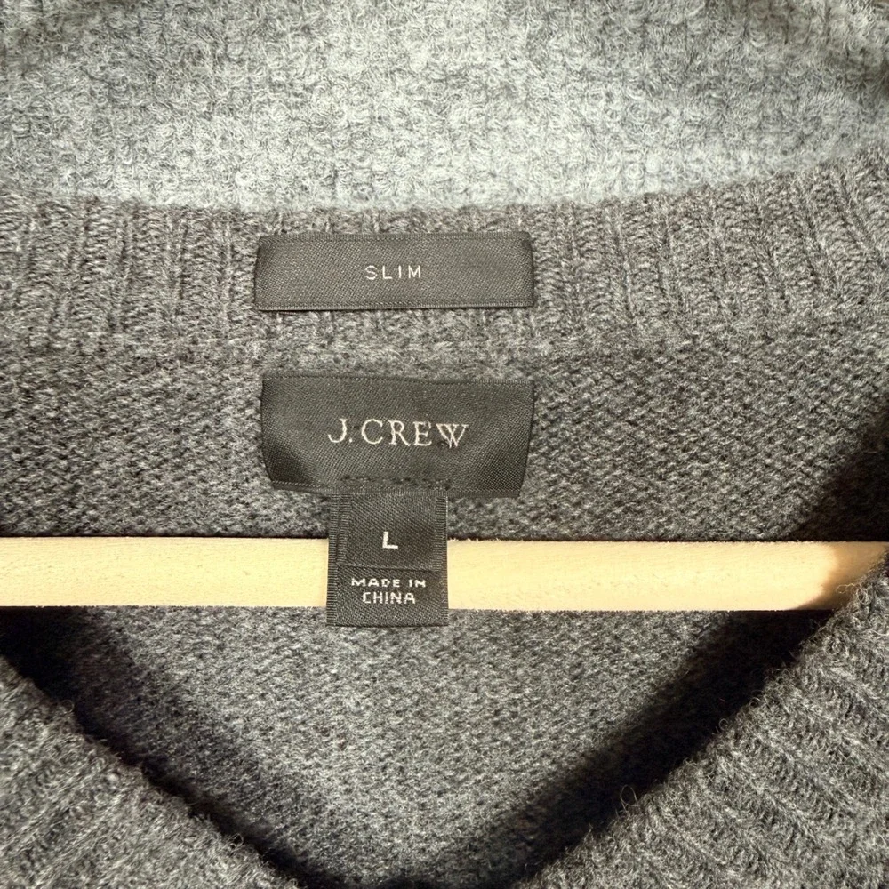 J. Crew Mens Size Large Sweater Gray Slim Fit V Neck Merino Wool Nylon‎ Alpaca